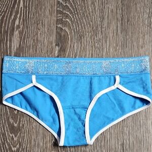 Victoria's Secret PINK Bright Blue Hipster Briefs with Pink Logo Waistband